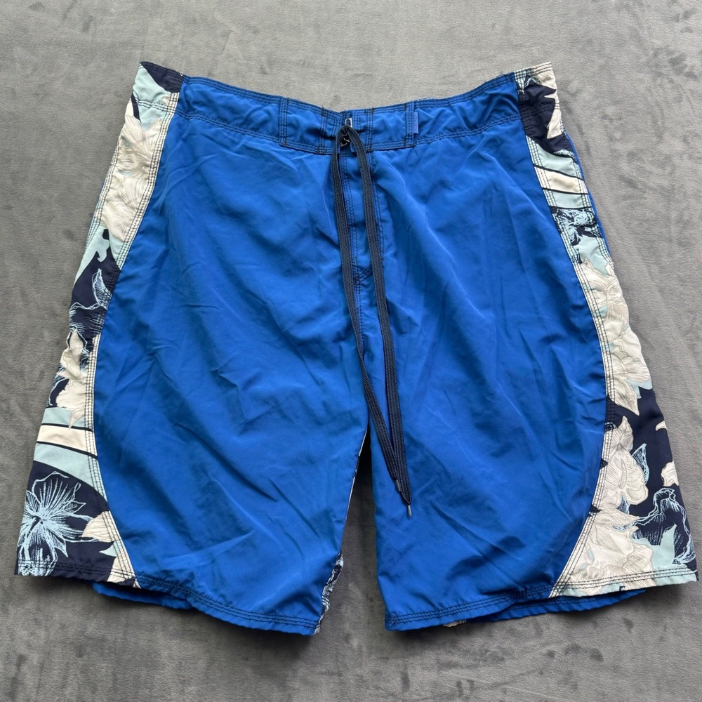 Arizona Jean Company Mens Blue Floral Board Shorts Swim Trunks Size Large